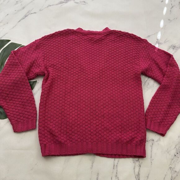 Rosanna Womens Vintage 90s Cardigan Sweater Size M Bright Pink Cable Knit Cotton - Picture 8 of 12